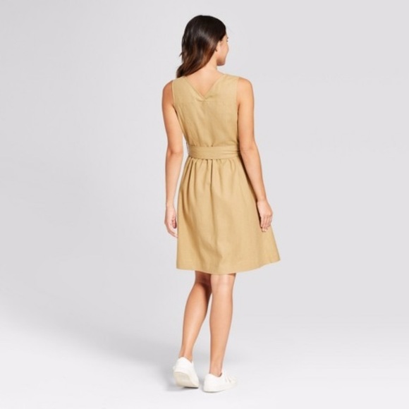 Mossimo Women’s Khaki Button Up Sleeveless Belted Dress - Picture 3 of 9